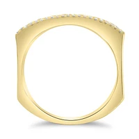 14K White, Yellow or Rose Gold 0.19cttw Diamond Three Row Indented Band - 14K White Gold
