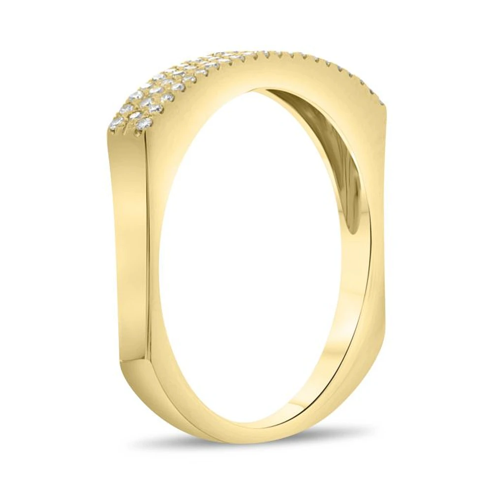 14K White, Yellow or Rose Gold 0.19cttw Diamond Three Row Indented Band - 14K White Gold