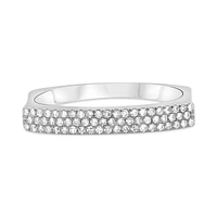 14K White, Yellow or Rose Gold 0.19cttw Diamond Three Row Indented Band - 14K White Gold