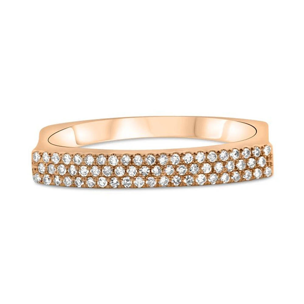 14K White, Yellow or Rose Gold 0.19cttw Diamond Three Row Indented Band - 14K White Gold
