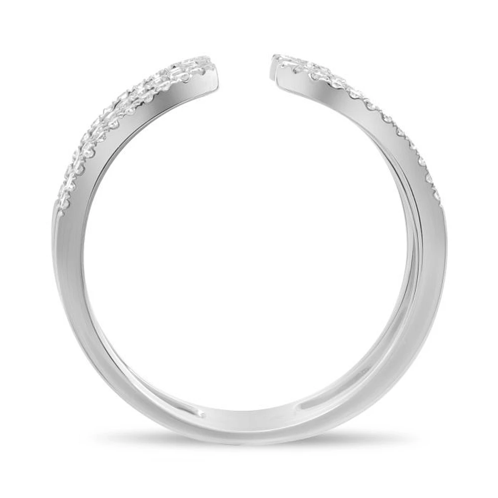 14K White, Yellow or Rose Gold 0.27cttw Diamond Loop Cuff Ring - 14K White Gold