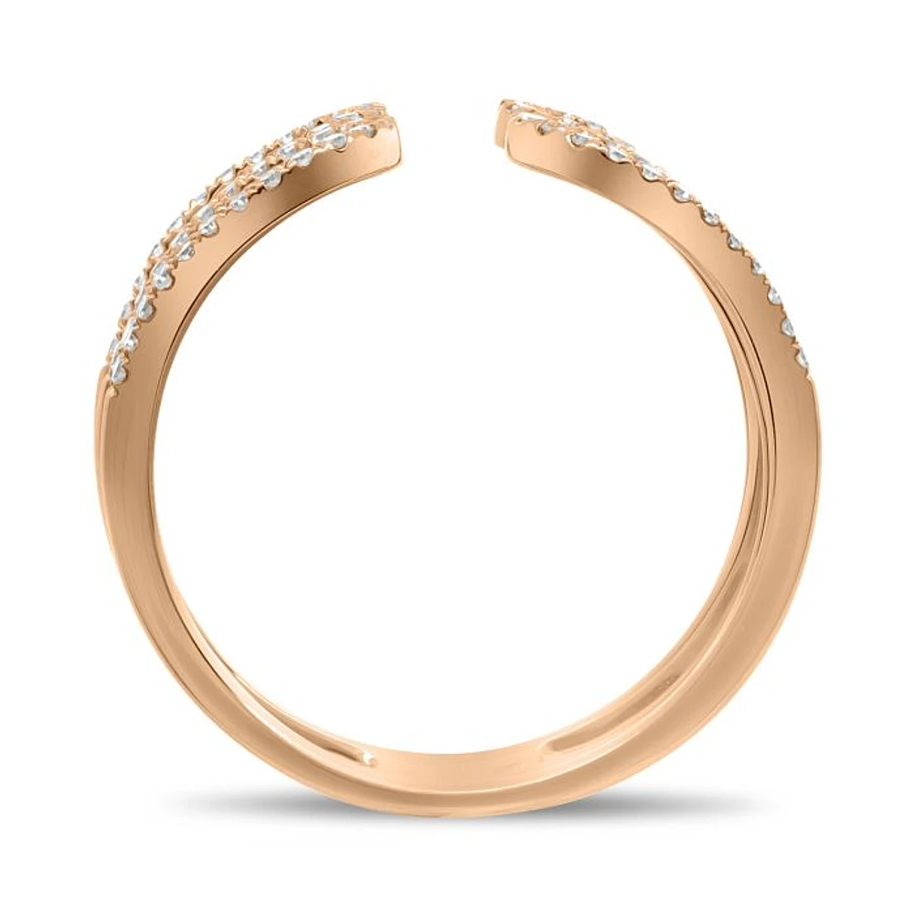 14K White, Yellow or Rose Gold 0.27cttw Diamond Loop Cuff Ring - 14K White Gold