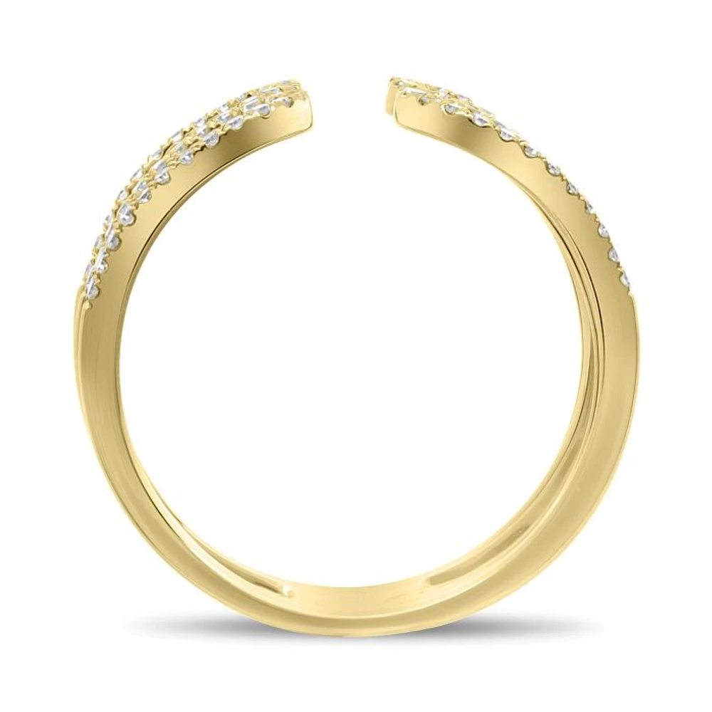 14K White, Yellow or Rose Gold 0.27cttw Diamond Loop Cuff Ring - 14K White Gold