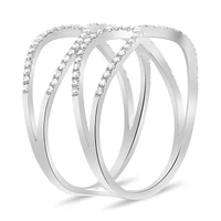 14K White, Yellow or Rose Gold 0.27cttw Diamond Loop Cuff Ring - 14K White Gold