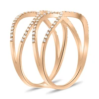 14K White, Yellow or Rose Gold 0.27cttw Diamond Loop Cuff Ring - 14K White Gold