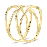 14K White, Yellow or Rose Gold 0.27cttw Diamond Loop Cuff Ring - 14K White Gold