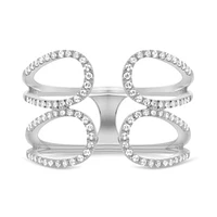 14K White, Yellow or Rose Gold 0.27cttw Diamond Loop Cuff Ring - 14K White Gold
