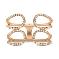 14K White, Yellow or Rose Gold 0.27cttw Diamond Loop Cuff Ring - 14K White Gold