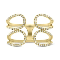 14K White, Yellow or Rose Gold 0.27cttw Diamond Loop Cuff Ring - 14K White Gold