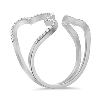 14K White, Yellow or Rose Gold 0.16cttw Diamond Tapered Pave Cuff Ring - 14K White Gold / 5