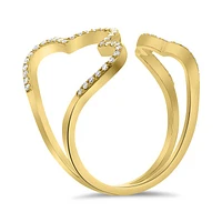 14K White, Yellow or Rose Gold 0.16cttw Diamond Tapered Pave Cuff Ring - 14K White Gold / 5