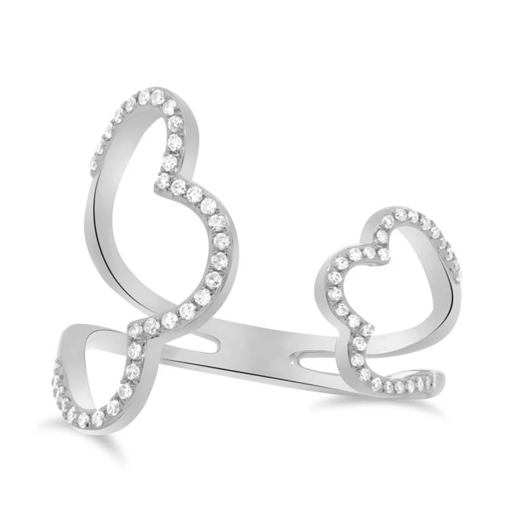 14K White, Yellow or Rose Gold 0.16cttw Diamond Tapered Pave Cuff Ring - 14K White Gold / 5