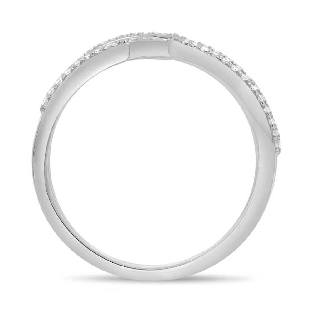 14K White, Yellow or Rose Gold 0.20cttw Open Wave Diamond Pave Ring - 14K White Gold
