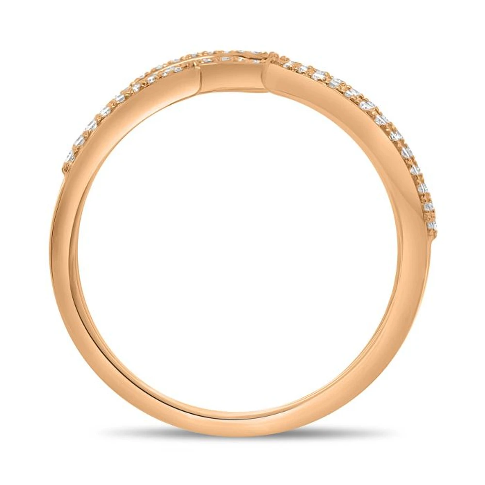 14K White, Yellow or Rose Gold 0.20cttw Open Wave Diamond Pave Ring - 14K White Gold