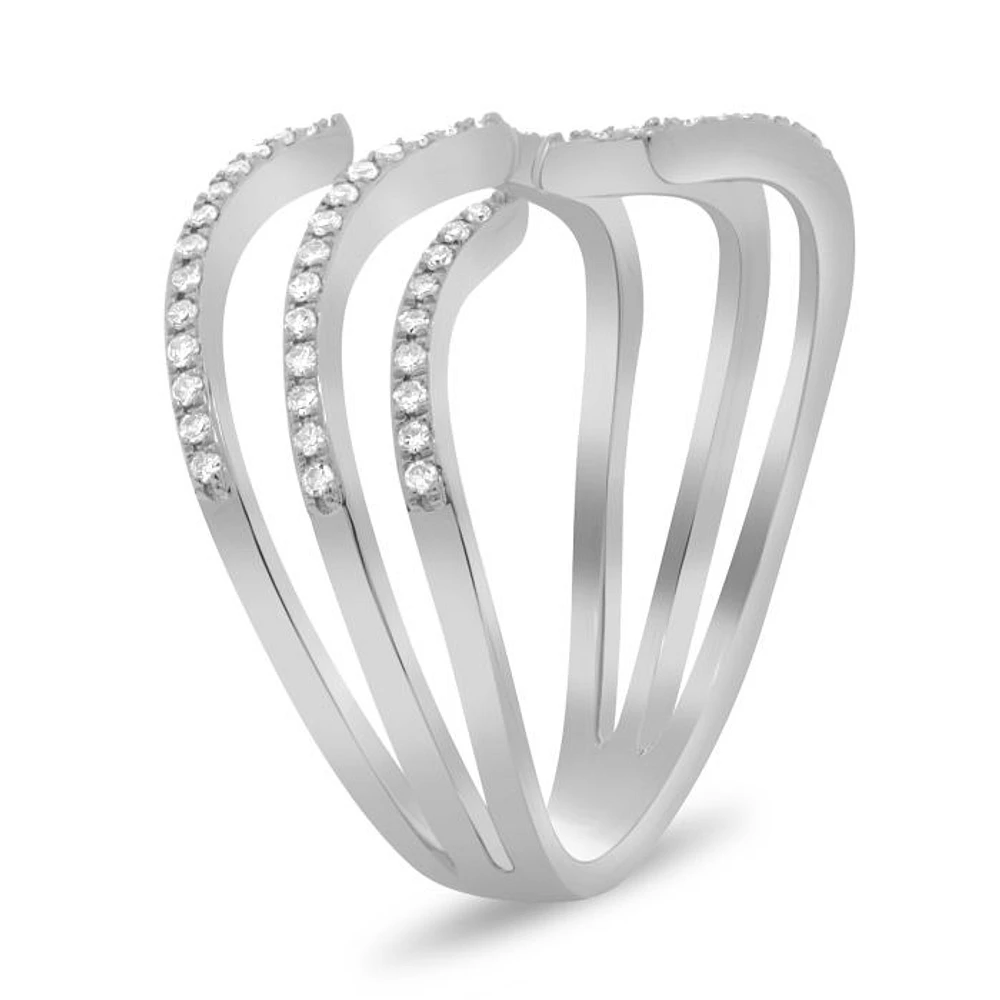 14K White, Yellow or Rose Gold 0.20cttw Open Wave Diamond Pave Ring - 14K White Gold