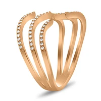 14K White, Yellow or Rose Gold 0.20cttw Open Wave Diamond Pave Ring - 14K White Gold