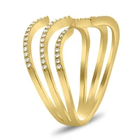 14K White, Yellow or Rose Gold 0.20cttw Open Wave Diamond Pave Ring - 14K White Gold