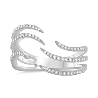 14K White, Yellow or Rose Gold 0.20cttw Open Wave Diamond Pave Ring - 14K White Gold