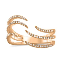 14K White, Yellow or Rose Gold 0.20cttw Open Wave Diamond Pave Ring - 14K White Gold