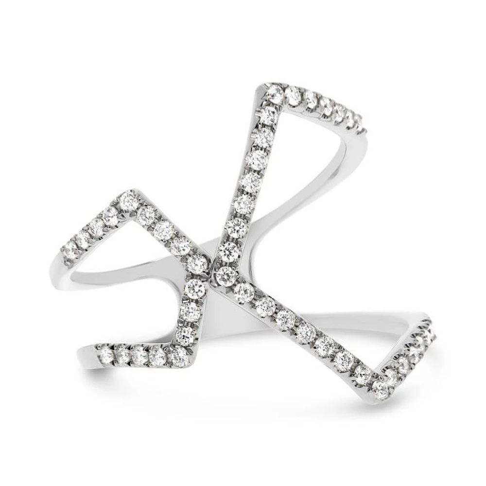 14K White, Yellow or Rose Gold 0.27cttw Diamond Geometric Ring - 14K White Gold