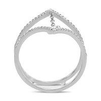 14K White, Yellow or Rose Gold 0.26cttw Diamond Chevron Split Shank Ring - 14K White Gold