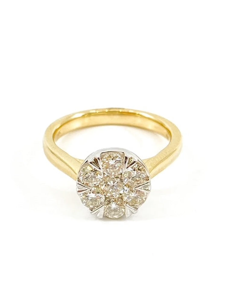 14K Two Tone Yellow and White Gold 1.00cttw Ring - Size 6.5