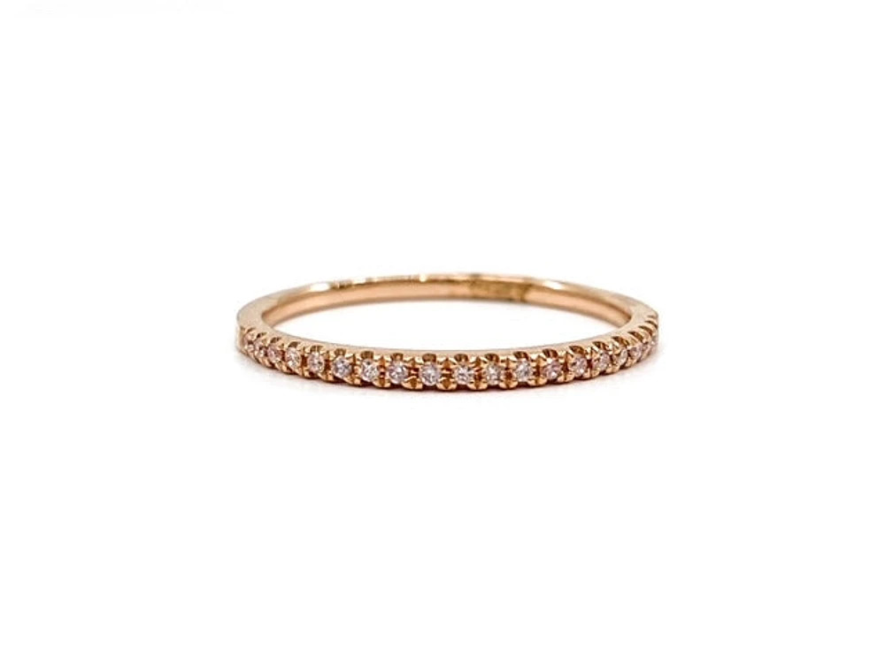 14K Rose Gold 0.09cttw Pink Diamond Band - Size 6.5