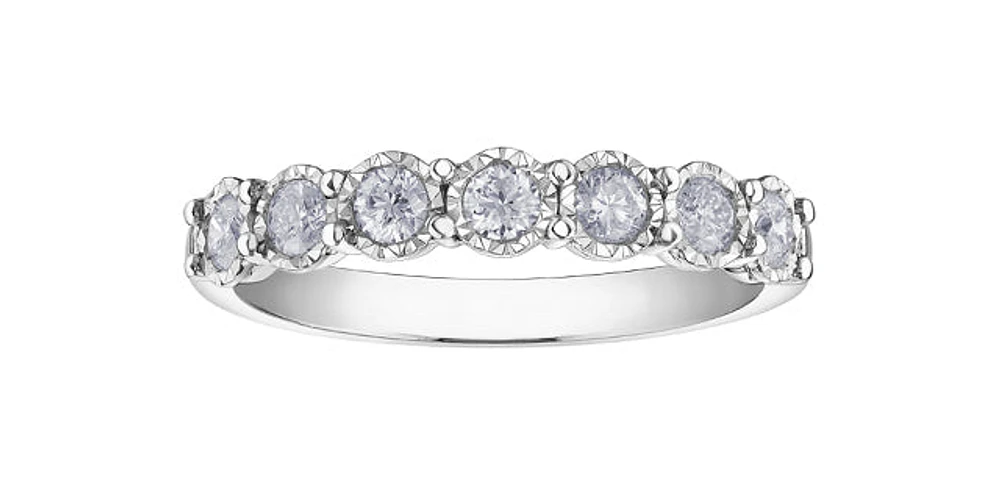 10K White Gold 0.35cttw Illusion Setting Diamond Ring - Size 6.5
