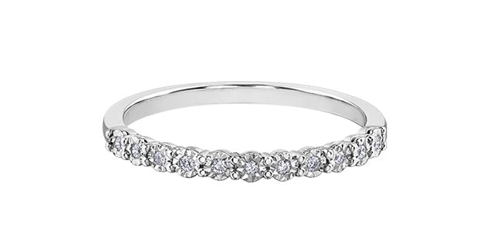 10K White Gold 0.055cttw Illusion Setting Diamond Ring - Size 6.5