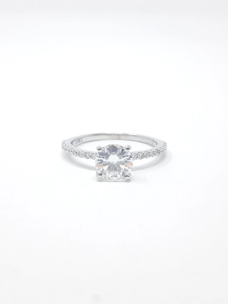 Diamond and Moissanite Engagement Ring