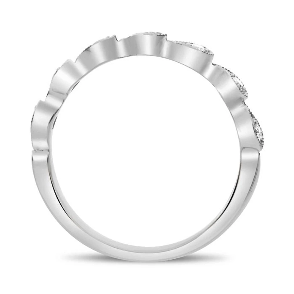 14K White, Yellow or Rose Gold 0.12cttw Diamond Milgrain Tear Drop Ring - 14K White Gold