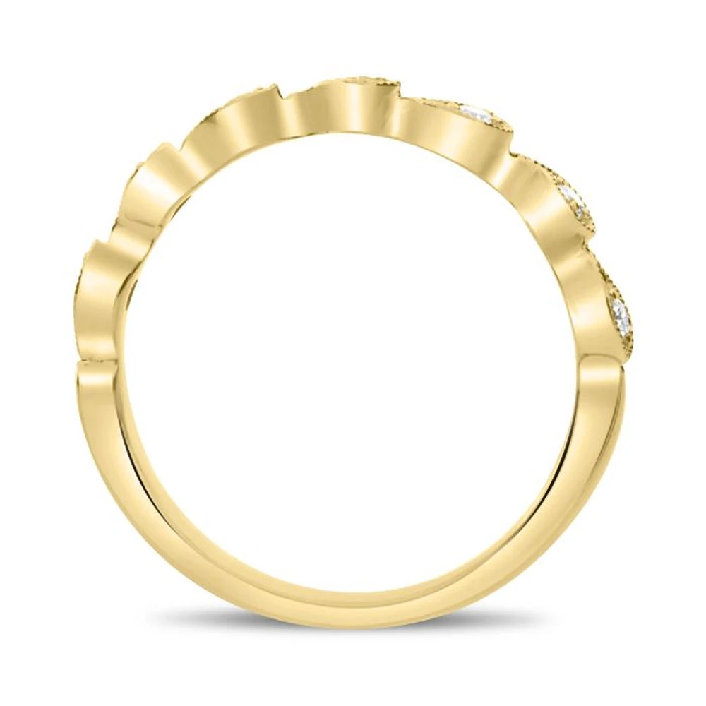 14K White, Yellow or Rose Gold 0.12cttw Diamond Milgrain Tear Drop Ring - 14K White Gold