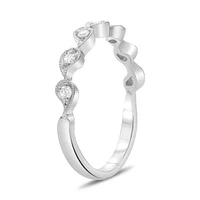 14K White, Yellow or Rose Gold 0.12cttw Diamond Milgrain Tear Drop Ring - 14K White Gold