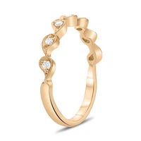 14K White, Yellow or Rose Gold 0.12cttw Diamond Milgrain Tear Drop Ring - 14K White Gold