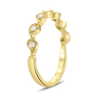 14K White, Yellow or Rose Gold 0.12cttw Diamond Milgrain Tear Drop Ring - 14K White Gold