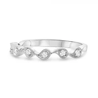 14K White, Yellow or Rose Gold 0.12cttw Diamond Milgrain Tear Drop Ring - 14K White Gold