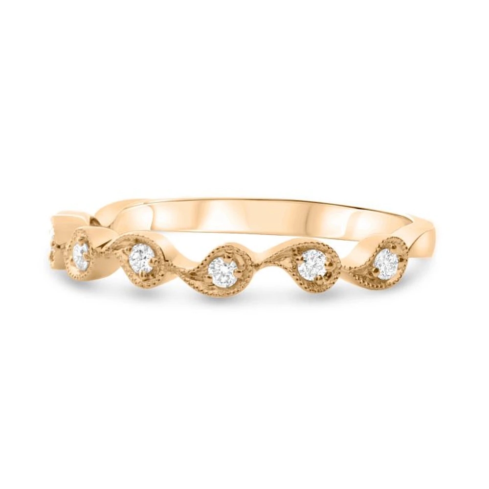 14K White, Yellow or Rose Gold 0.12cttw Diamond Milgrain Tear Drop Ring - 14K White Gold