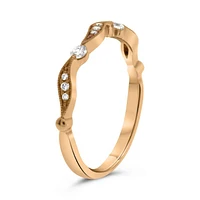 14K White, Yellow or Rose Gold 0.14cttw Diamond Milgrain Wedding Band - 14K White Gold