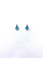 10K White Gold 1.50cttw Genuine Blue Topaz & 0.023cttw Diamond Earrings