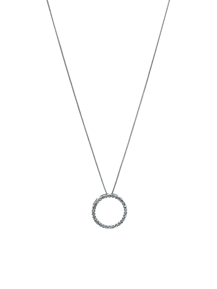 10K White Gold 0.05cttw Diamond Eternity Pendant - 18"