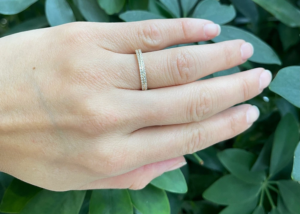10K Yellow Gold 0.25cttw Diamond Double Band Ring - 6.5 / 4.5
