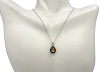 10K White Gold Citrine, Garnet & Diamond Pendant, 18"