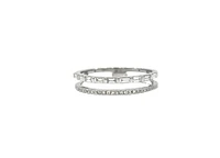 14K White Gold 0.28cttw Baguette Cut & Round Brilliant Cut Diamond Ring, size 6.5