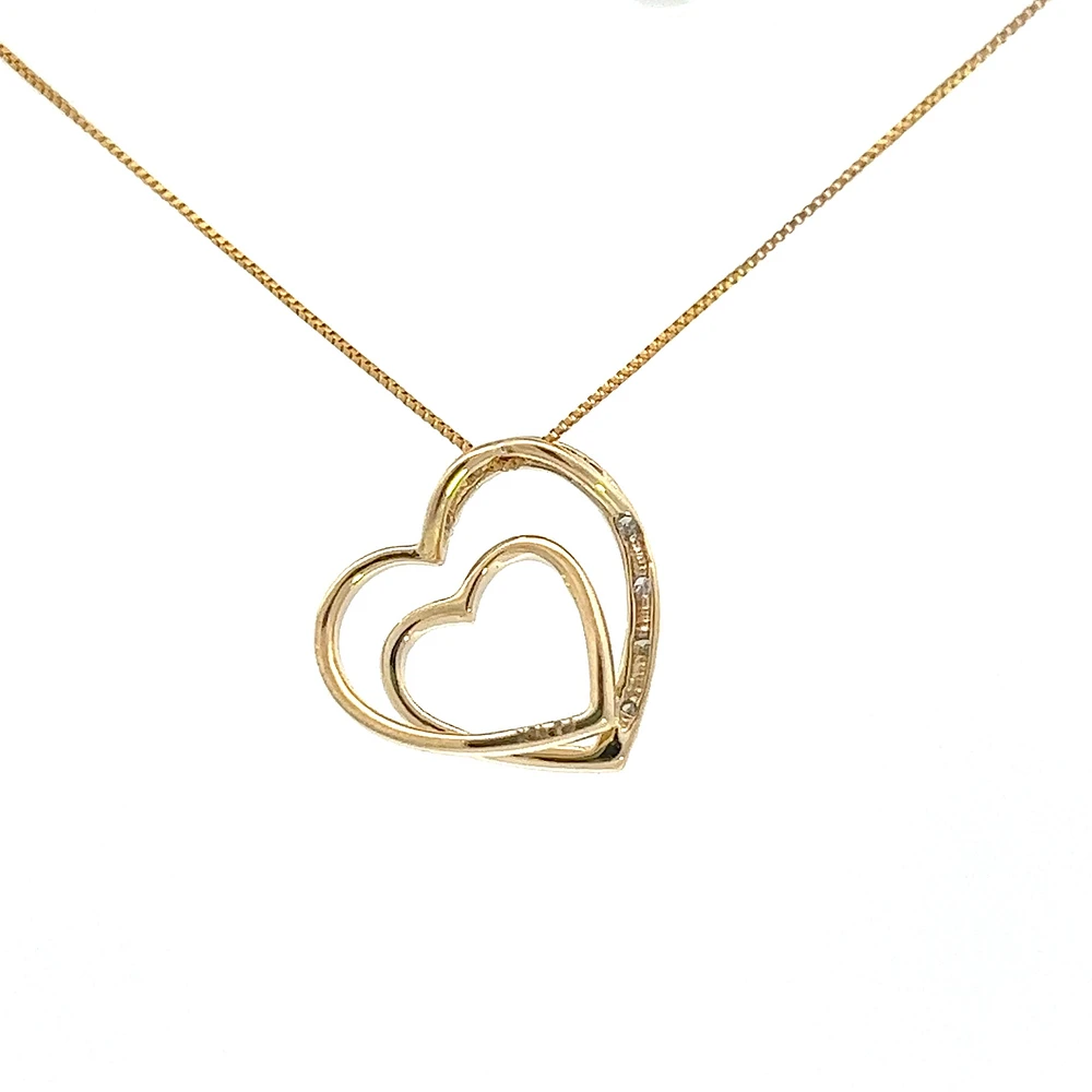 10K Yellow Gold 0.05cttw  Diamond  Heart Pendant, 18"