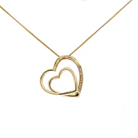 10K Yellow Gold 0.05cttw  Diamond  Heart Pendant, 18"