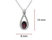 10K White Gold 0.90cttw Garnet and 0.11cttw Diamond Pendant - 18 Inches