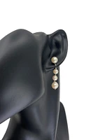 14K White Gold Cultured Pearl Dangle Earrings