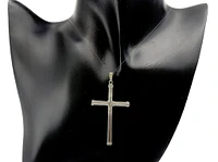 925 Sterling Silver Rhodium Plated Cross Pendant - 58mm x 30mm