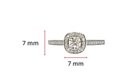 10K White Gold 0.19cttw Diamond Halo Engagement Ring - Size 7.25