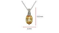 10K White Gold 8x6mm Oval Cut Citrine & 0.022cttw Diamond Pendant, 18"